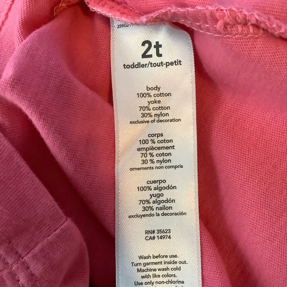 Carter’s Pink Lace Detail Cap Sleeve Tee Girls Size 2T - Picture 5 of 5